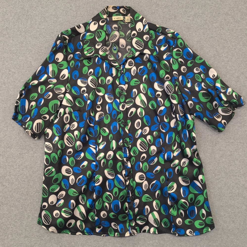 Cato Women's XL Short Sleeve Button Down Blouse Abstract Print Top - Picture 1 of 3